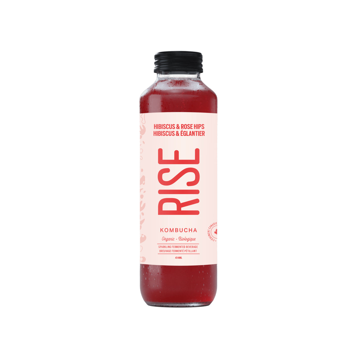 RISE Organic Hibiscus & Rosehips Kombucha 414ml