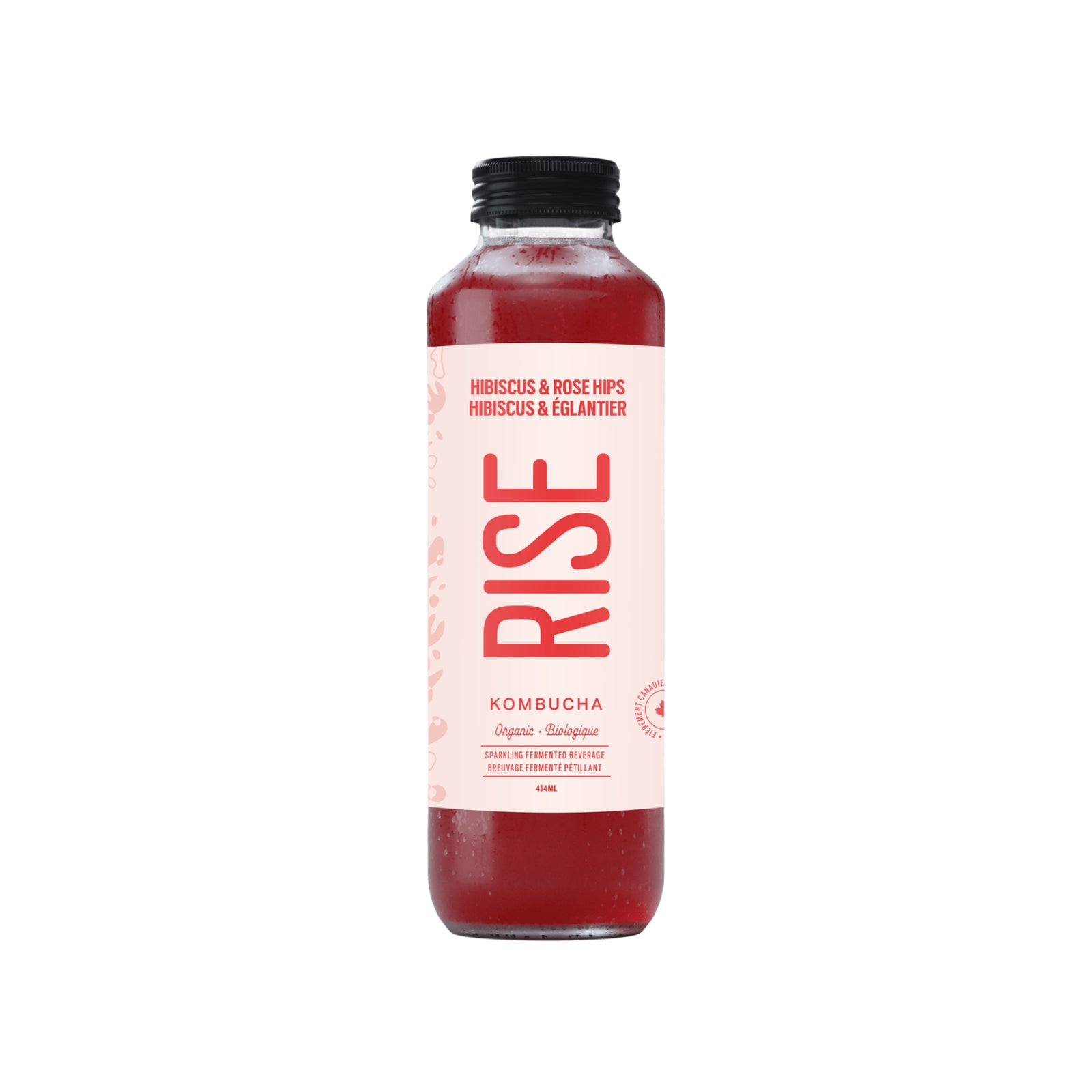 RISE Organic Hibiscus & Rosehips Kombucha 414ml