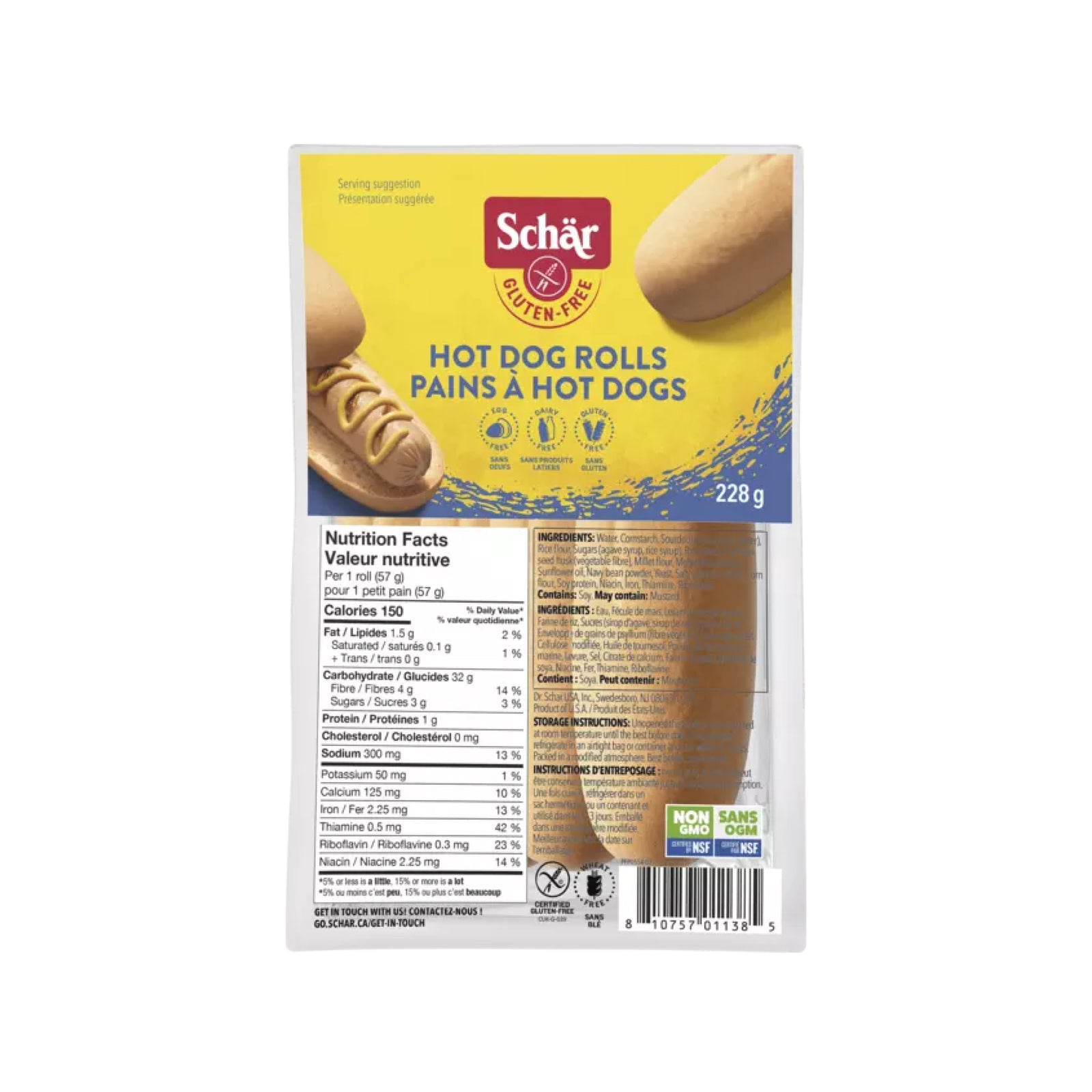 Schar Hot Dog Rolls 228g